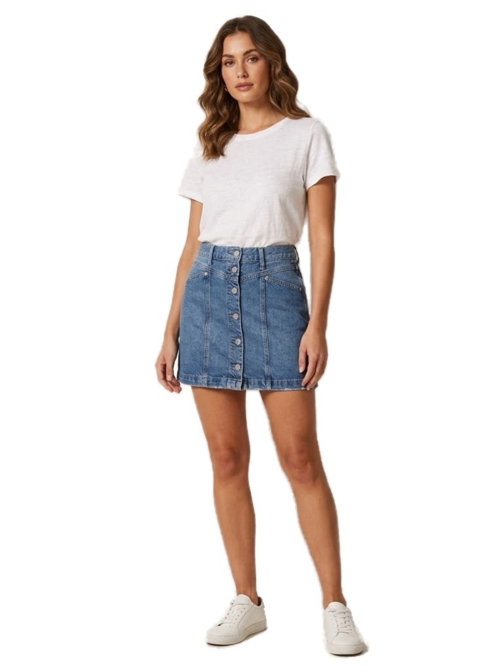 Rails Blue Button-Front Jean Mini Skirt